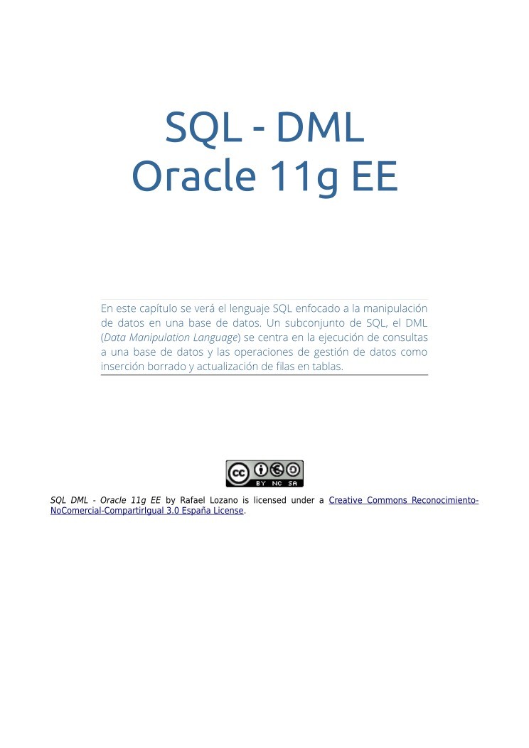 Imágen de pdf SQL - DML - Oracle 11g EE